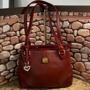 Vintage Brighton  Burgundy (7") Shoulder Leather/Croc Dual Compartment Handbag